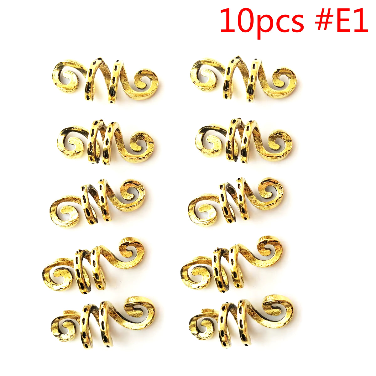 5Pcs/Pack Golden Silver Viking Spiral Charms Hair Braid Dread Dreadlock Beads Clips Cuffs Rings Jewelry Accessories