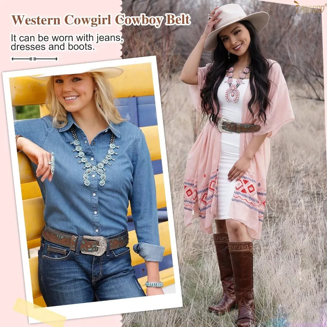 Western Belts for Women Cowgirl Cowboy Country Belt for Jeans Pants Dresses